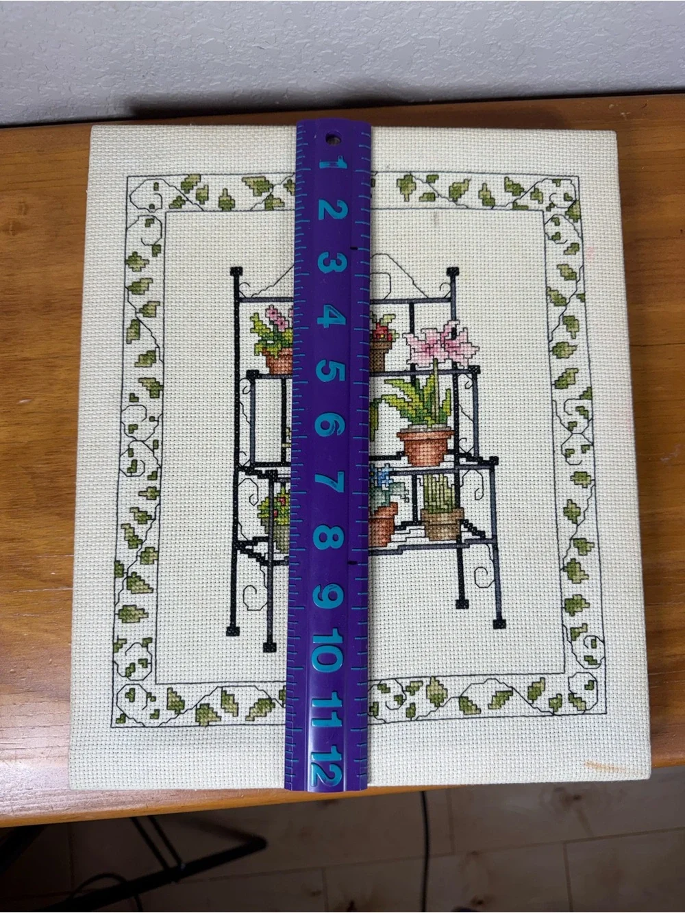Cross Stitch Plant and Baker’s rack Wall Art